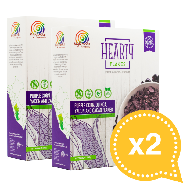 [兩盒]Hearty Flakes® 有機紫粟米, 藜麥, 菊薯, 可可脆片